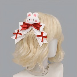 [Acoolser] 猫耳 獣耳 もふもふ耳 カチューシャ ヘアピン lolita ロリータ アクセサリ ヘッドバンド ー 手作り 蝶結ぶ 仮装 日常 コスプレ コスチューム小物 (クラレット-A)