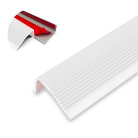 Stair Nosing 72in Anti-Slip Edge Protector - Vinyl Rubber, Waterproof Self-Adhesive Stair Edging for Outdoor & Indoor White