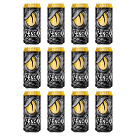 Venom Energy Drink, Mango, 0 Fat, 160mg Caffeine, 16 Fl Oz (Pack of 12) By LastFuel.