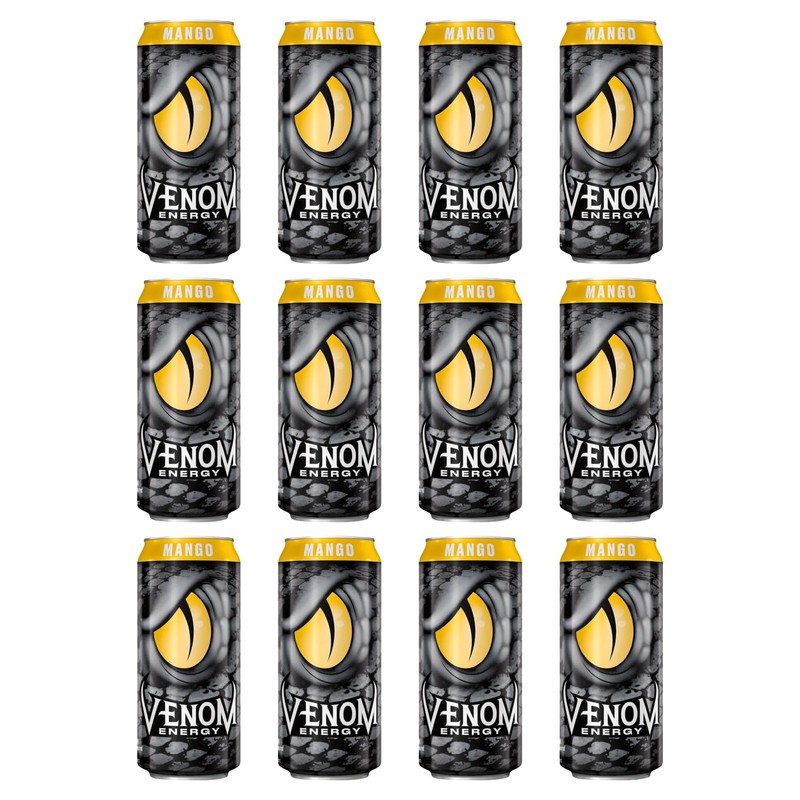 Venom Energy Drink, Mango, 0 Fat, 160mg Caffeine, 16 Fl