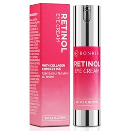 RONKIE- Crema para ojos con retinol para ojeras: crema antiarrugas para ojos con ácido hialurónico - Reduce las ojeras