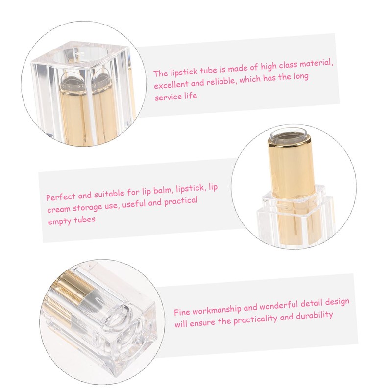 SAFIGLE 4Pcs Transparent DIY Lipstick Tubes Refillable Lipstick Storage Containers