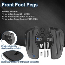 Motorcycle Front Footrests, Aluminum Front Floorboards Upgrade Accessories Motorcycle Parts for Indian Scouts/Sixty/Mountain Bikes 2015-2024 (Black)