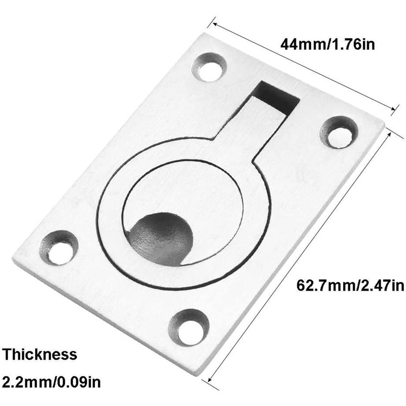 Yakamoz 2pcs Flush Ring Pull Handles Stainless Steel Boat Hatch