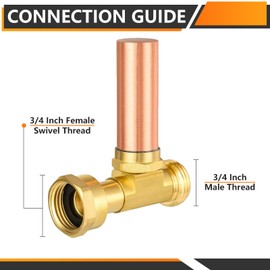 HeSun 1-Pack Straight Water Hammer Arrestor, 3/4-Inch FHT x 3/4-Inch MHT, Copper Hammer Arrestor for Washing Machine