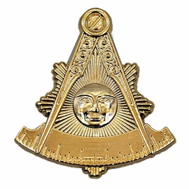 Sunburst Past Master Gold Masonic Auto Emblem - 3" Tall