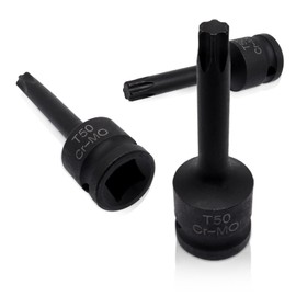 GDFYMI T50 Torx Bit Socket, Black Impact Bit Socket for Automotive Repair 1/2 Inch Square Drive, 3 Inch Long