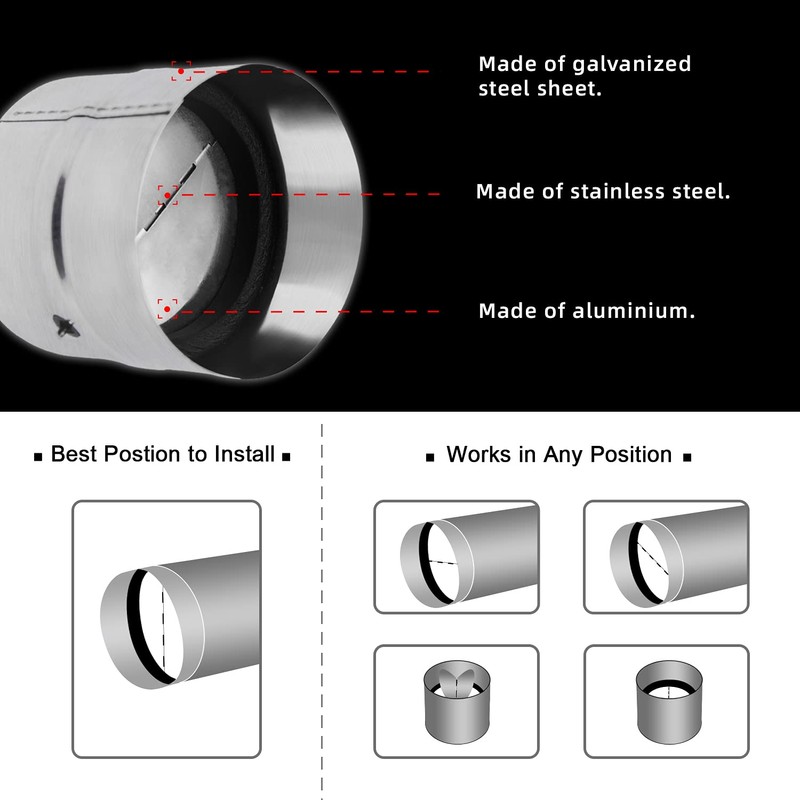 FRESH SPEED 6-Inch Professional Backdraft Damper Shutter Connector Duct