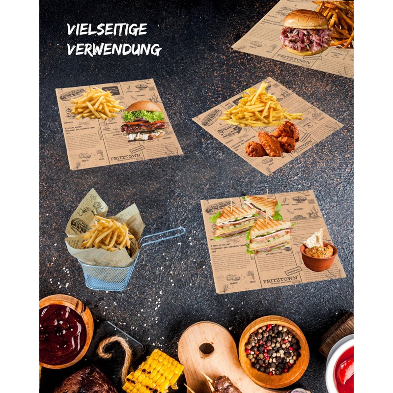 FRITZTOWN® Deli Paper Brown 25 x 25 cm (25 x