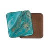 1 x Square Coaster - Turquoise Marble Gold Glitter Ooze