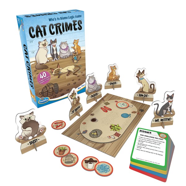 ThinkFun Cat Crimes Brain Game and Brainteaser, for Boys and Girls,1 player, Age 8 and Up - A Smart Game with a Fun Theme and Hilarious Artwork