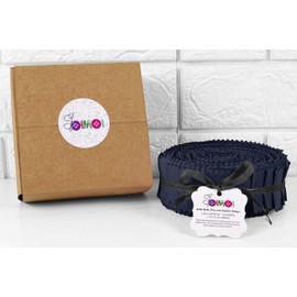 Soimoi 40Pcs Solid Dark Navy Blue Precut Fabrics Strips Roll Up 1.5 Inches Cotton Jelly Rolls for Quilting