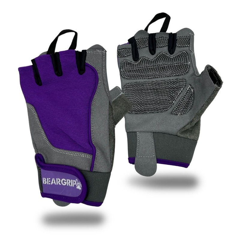 BEAR GRIP - Workout Gloves, Lightweight Breathable edition (Purple, L)