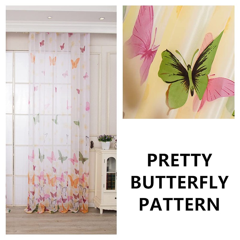 100 x 200 CM Butterfly Pattern Shadow Curtain Grommet Window