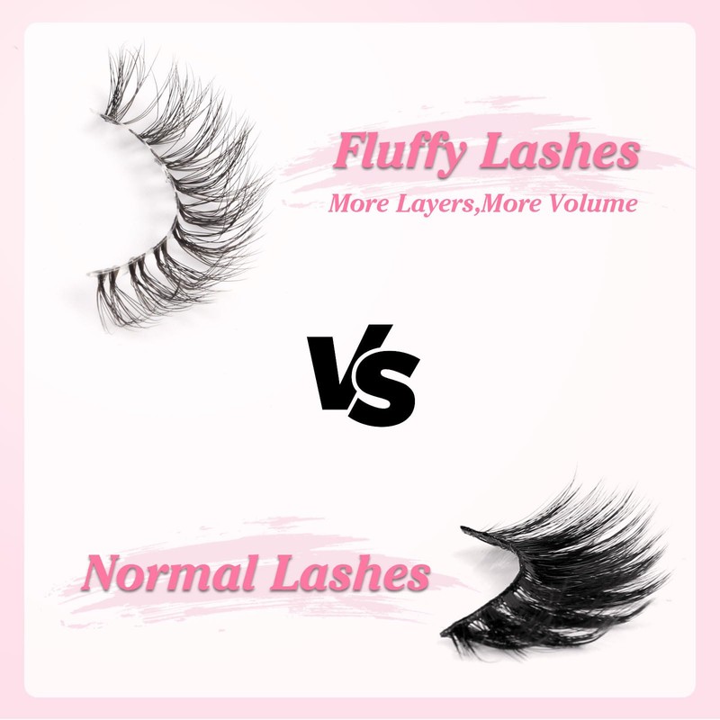 Parriparri Eyelashes, Natural Look, Fluffy False Eyelashes, Clear Band, 7