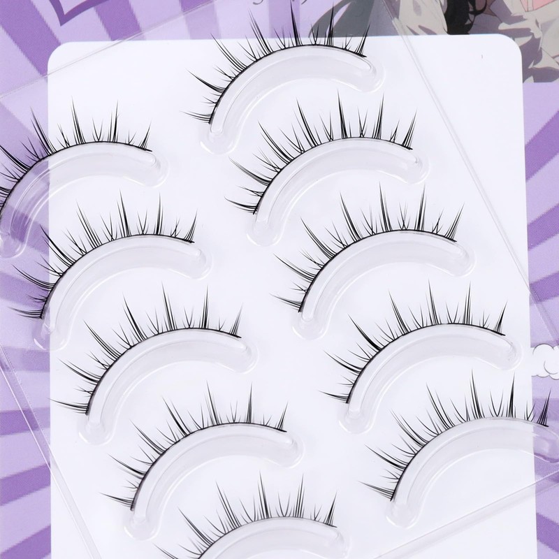 LZM False Eyelashes Natural Bunch Lightweight Black Natural Shaft Soft
