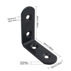 Eagles 10PCS L Bracket Corner Brace, (50mmx50mmx3mm) Stainless Steel Brackets,Heavy Duty Corner Bracket,Black Small Angle Brackets,Metal Braces Brackets for Wood with 40PCS Screws