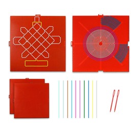 Sensory Activity Board, 2PCS Double-Sided Silicone Fidget Toy for Autism, Stress Relief, Calming, Focus, ADHD, Kids & Adults Portable Travel Toy with 10 Strings (Red)