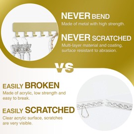 bussdis Necklace Holder Hanging Jewelry Organizer: Self-Adhesive Jewelry Organizer for Necklace Wall Jewelry Organizer,2 Pack, Gold