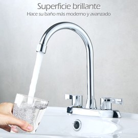 EMAGIE Llaves para Lavabo Baño - Mezcladora para Lavabo, Grifo para Lavabo de Baño, Llave Mezcladora para Lavabo, Llave para Lavabo de 360° Giratorios, Mezcladora Lavabo con 2 Manijas