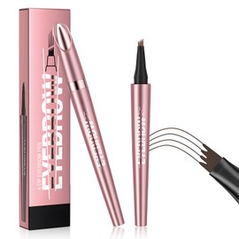 Magic 3D Eyebrow Pencil with 4 Fork Tips, Waterproof and Sweatproof Eyebrow Pencil, Natural Waterproof and Durable for Men and Women, Effortless, Natural-Looking Brows (Grey)