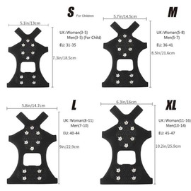 ZSNZCTX Ice Cleats Crampons, 2pcs Ice Snow Traction Cleats Grippers Steel Rubber Spikes for Walking Climbing Hiking Fishing Outdoor, 21cm*14cm, Black