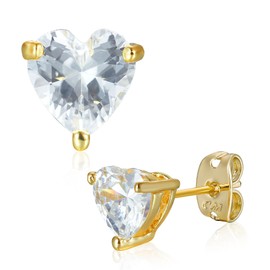 SHINYTE CATALINE 14k Brass Diamond Stud Earrings,Cut Cubic Zirconia Stud Earrings For Women,Jewellery Gift for Her