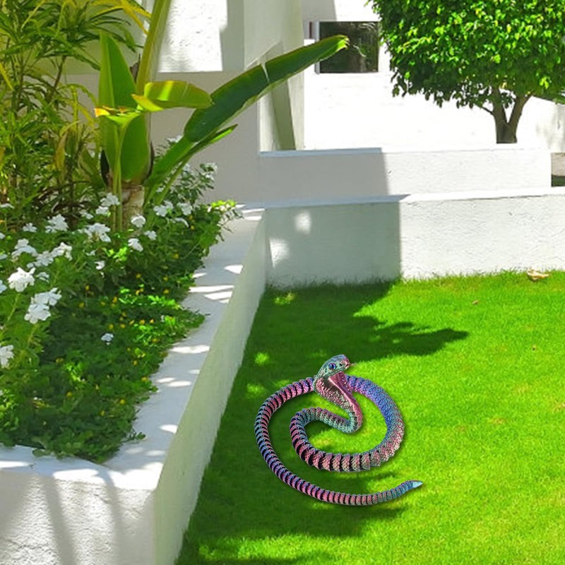 3D Printed Snake, 23.6in Articulated Cobra Crystal Like 3D Printed