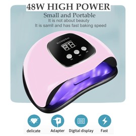 BIGBEAR UV Light for Nails, 48W UV LED Nail Lamp for Gel Polish, Fast Nail Dryer with Automatic Sensor, 3 Timer Setting, Small and Portable, LED Nail Light for Fingernail and Toenail