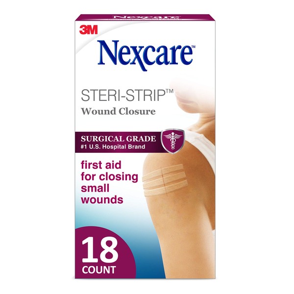 Nexcare Steri-Strip Skin Closure, Hypoallergenic, Securing, Closing Supporting Cuts And Wounds, Minimal Residue, Tight Hold, 0.5 x 4 in, 18 Count