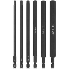 K Kwokker 150mm Hex Head Allen Wrench Drill Bits, 6PCS 4MM-12MM Long Hex Wrench Magnetic Screwdrivers Allen Key Bit Set for Assembling Furniture
