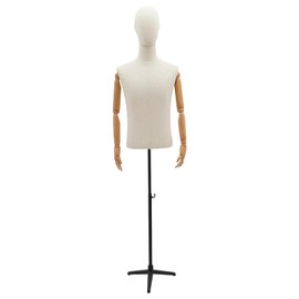Male Dress Form Display Adjustable Height 53-76 Inch Mannequin Stand Realistic with Base Stand Male Form Mannequin for Clothing Stores, Jewelry Stores, Wedding Dress Shops, Black