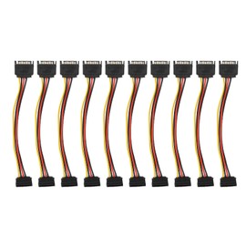 10 Pack SATA Cables 15 Pin 90 Degree Male to Female Power Extension Adapter for HDD SDD Optical Drives