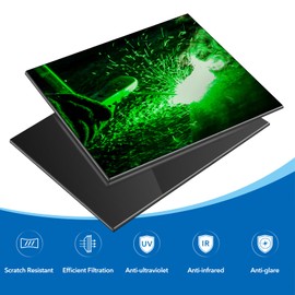 TRQWH 4.5" x 5.25" Welding Glass Lens 2 EACH Helmet Filter Darkening Welding Hardened Glass Lens Welding Hood Lens (BLACK, SHADE10)