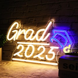 HMASYO Congrats Grad Neon Sign with Cap, Graduation Decorations 2025 Congrats Led Sign Wall Decor Class of 2025 Party Room Dorm Backdrop Celebration Gifts, Warm White, USB Powered, Dimmable