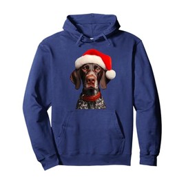 German Shorthaired Pointer With Santa Hat Christmas Xmas Dog Pullover Hoodie