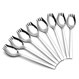 8 Pieces 304 Stainless Steel Spork Spoon, Salad Spoon, 2 in 1 Dinner Fork Soup Spoon Salad Fork Pasta Spoon, Multifunctional Spoon and Fork for Camping at Home or Travel