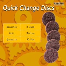 kimllier 50Pcs 2 Inch Maroon Quick Change Surface Prep Conditioning Discs, R-Type Medium Disc for Cleaning, Finishing and Deburring on Metals