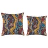 Vibrant Aboriginal Dot Pattern with Tribal Symbols Throw Pillow
