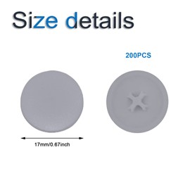 INCREWAY Snap-On Bifix Cover Caps, 200pcs Durable Plastic Screw Cover Caps Pozi Screw Cover Caps for Cabinet Wardrobe (Grey)