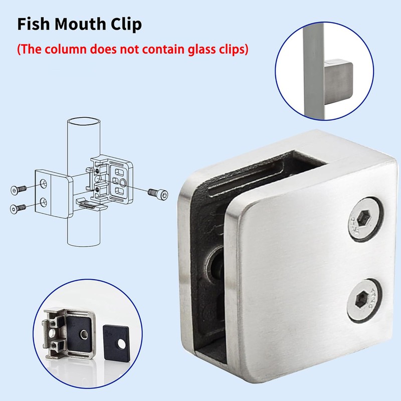 LIUCHONGYANG99 2PCS Glass Railing Post 42"x2"x2" Stainless Steel Satin Finish,