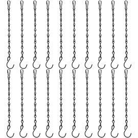CHUEHKAK Pack of 20 Metal Hanging Chains, 25 cm Hanging Basket Chains, Metal Chains with Hooks, Black Hanging Baskets, Flower Pot Chains, for Flower Pot, Bird Cage, Lanterns