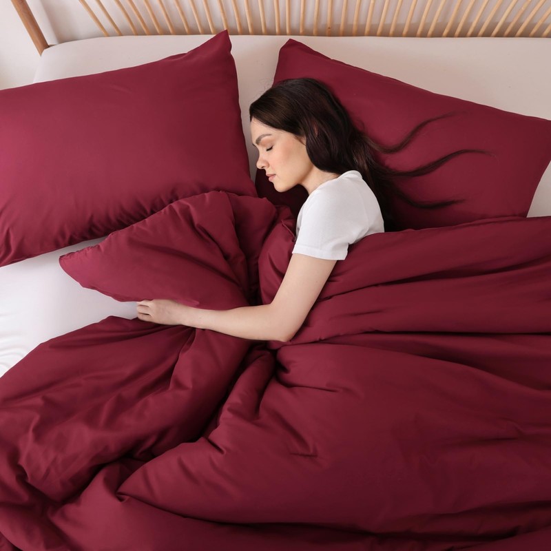 ROSGONIA King Size Comforter Set Dark Red,3pcs King Comforter Set(1
