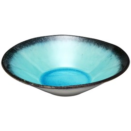 Utsuwa Luan 520-0049 Mino Ware Yamasaku Kiln Oval Moribot, Turkish Glaze, Beige, 8.7 x 8.2 inches (22 x 20.8 cm)