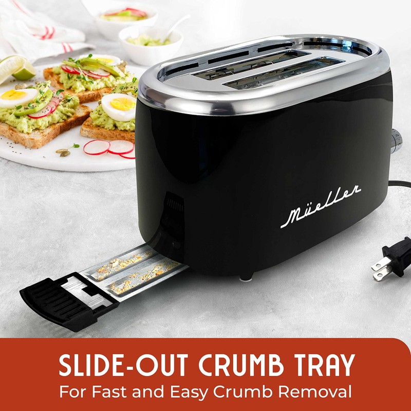 MÜELLERHOME Retro Toaster 2 Slice, 7 Browning Levels, 3 Functions