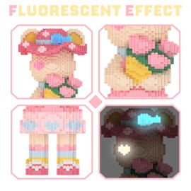 MEIGESI Bear Building Blocks (5000 PCS) | 700% Bear Display Model | Micro 3D Animal Building Blocks | Fluorescence Design for Adults & Kids | Idea for Home & Office Decor | CZ7740