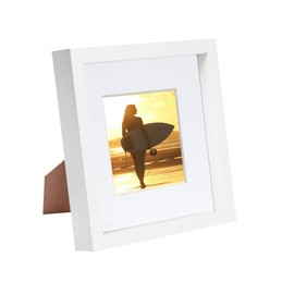 Nicola Spring 8" x 8" White 3D Box Photo Frame - 4" x 4" Mount - White