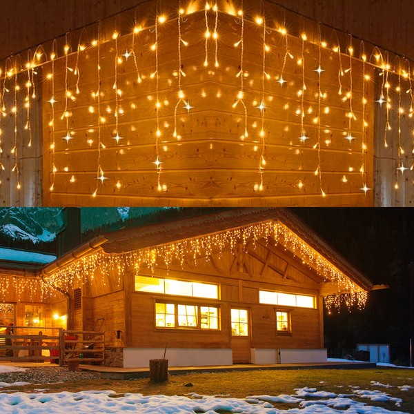 cshare LED Illumination Lights, 200 LED String Lights, Icicle Lights, Veranda Lights, Icicle Lights, 8 Light Patterns, Memory Memory, Timer Function, LED Illumination Lights, Christmas Decorations, Window Treatments, Ticle, Icicle Lights, Outdoor Waterpr