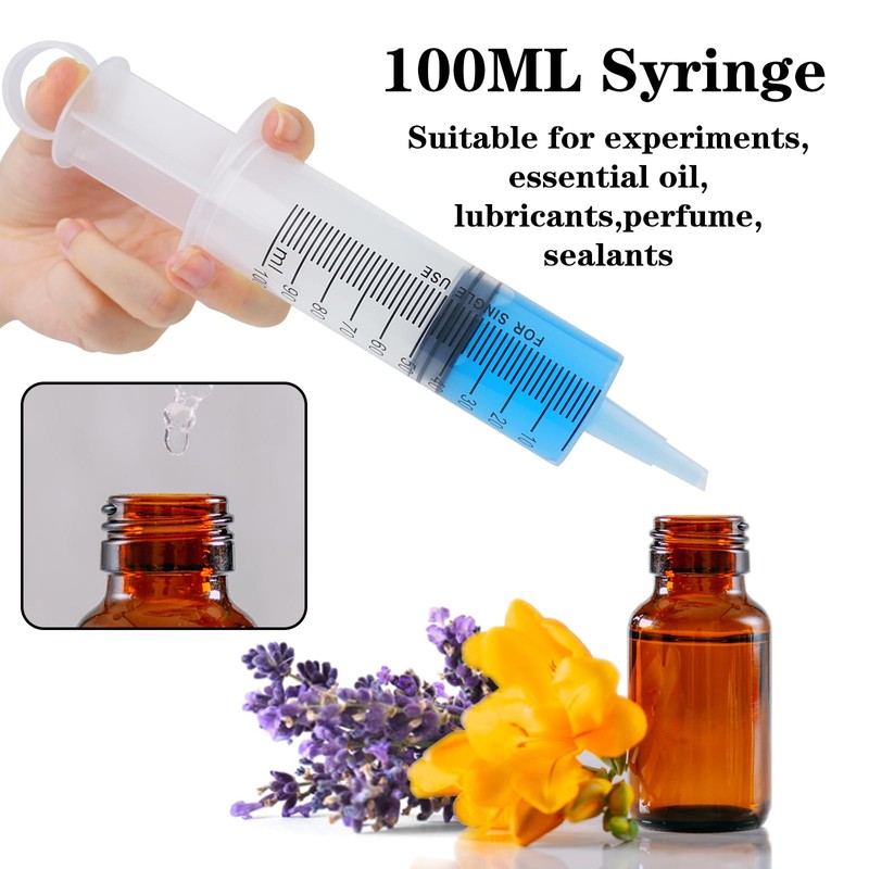 100ml Large Syringes, Individually Sterile Sealed Plastic Syringe for Liquid,