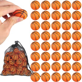Civaner 40 Pcs Mini Basketball Party Favors Tiny Basketball Small Foam Ball Relieve Stress Ball with Drawstring Mesh Bag for Beach Pool Sports Game Party(1.18 Inch, 1.57 Inch)
